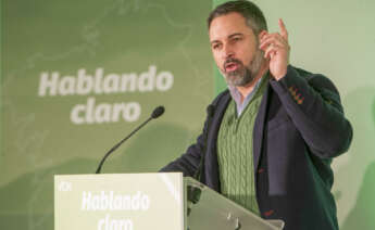 PONTEVEDRA, 21/01/2024.- El presidente de VOX, Santiago Abascal durante un acto electoral celebrado este domingo en Pontevedra. EFE / Salvador Sas