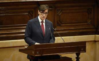 El candidato a la investidura para presidir la Generalitat de Cataluña, Salvador Illa, interviene en el debate del pleno de investidura, en el Parlament de Cataluña, a 8 de agosto de 2024, en Barcelona, Catalunya (España). Foto: Kike Rincón / Europa Press