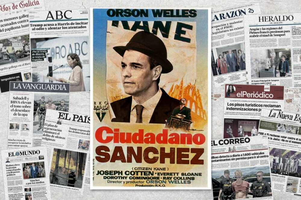 Pedro Sánchez, en un montaje del cartel de Ciudadano Kane de Orson Welles