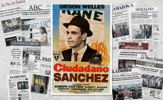 Pedro Sánchez, en un montaje del cartel de Ciudadano Kane de Orson Welles