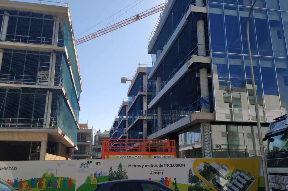 Obras en la nueva sede de la ONCE en Madrid, la pasada semana.