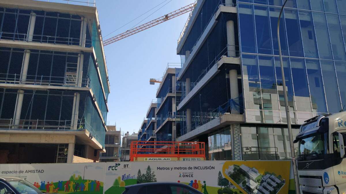 Obras en la nueva sede de la ONCE en Madrid, la pasada semana.