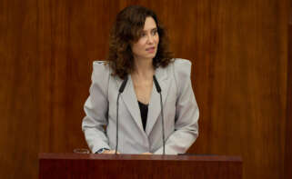 La presidenta de la Comunidad de Madrid, Isabel Díaz Ayuso, interviene durante la primera sesión del Debate del Estado de la Región en la Asamblea de Madrid, a 12 de septiembre de 2024, en Madrid (España). La presidenta de la Comunidad de Madrid, Isabel Díaz Ayuso, afronta hoy y mañana en la Asamblea el Debate del Estado de la Región, el primero desde que cuenta con mayoría absoluta y en el que se prevé que haga balance de gestión y desglose las principales líneas de acción de su Gobierno. Jesús Hellín / Europa Press 12/9/2024