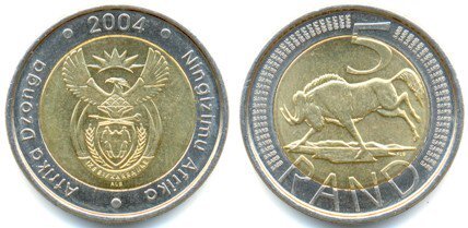 5 rand sudafricanos. 