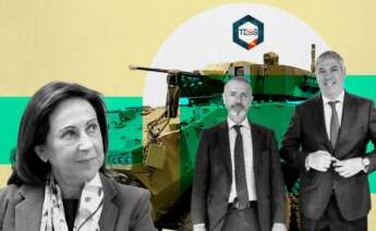 La ministra de Defensa Robles y Marc Murtra y Vicente de los Mozos, principales ejecutivos de Indra, socia de Tess