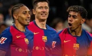 Raphinha, Lewandowski y Yamal | Foto del FC Barcelona