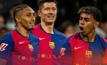 Raphinha, Lewandowski y Yamal | Foto del FC Barcelona