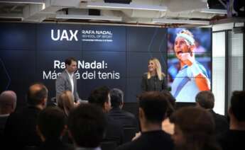 Rafa Nadal durante su visita a la UAX | Foto de la UAX