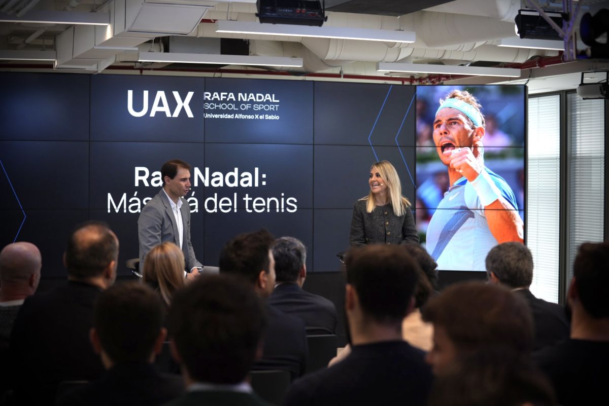 Rafa Nadal durante su visita a la UAX | Foto de la UAX