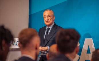 (Foto de ARCHIVO) El presidente del Real Madrid Florentino Pérez durante la recepción del Ayuntamiento de Madrid a los jugadores, técnicos y equipo directivo del Real Madrid de Baloncesto, a 13 de junio de 2024, en Madrid (España). El Real Madrid de Baloncesto se ha convertido en campeón de la Liga Endesa 2023/2024, título que han ganado en 37 ocasiones. Gabriel Luengas / Europa Press 13 JUNIO 2024;ALCALDE;MADRID;BALONCESTO;REAL MADRID;BASKET;CAMPEÓN DE LIGA;LIGA; 13/6/2024