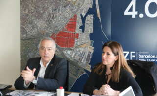 El delegado especial del Estado en el Consorci de la Zona Franca de Barcelona, Pere Navarro, y la directora general del Consorci, Blanca Sorigué. Foto: CZFB