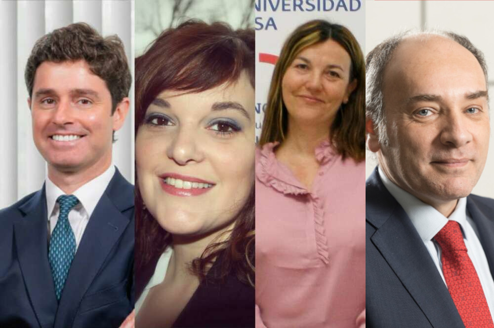 De izquierda a derecha, Galo Álvarez, director de sostenibilidad de Vidrala; Irune Elorz, responsable de sostenibilidad de CAF; Ainhoa González, responsable de Estrategia Ambiental de Grupo Campezo; y Alejandro Martínez, director de Saud y Sostenibilidad en Eroski