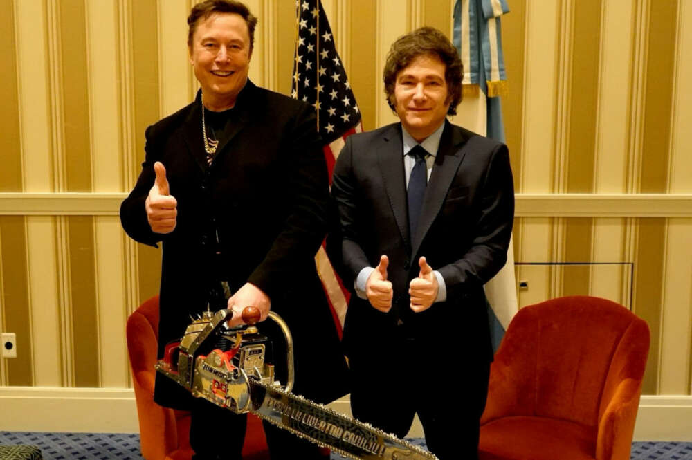 El empresario Elon Musk y el presidente de Argentina, Javier Milei. Foto: Wikipedia.