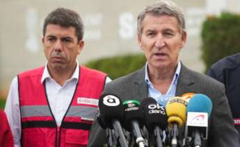 El presidente de la Generalitat Valenciana, Carlos Mazón, y el presidente del Partido Popular, Alberto Núñez Feijóo. Foto: Jorge Gil / Europa Press