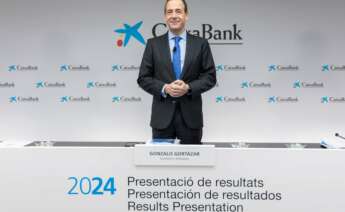 Gonzalo Gortazar, consejero delegado de Caixabank, en la presentación de los resultados de 2024