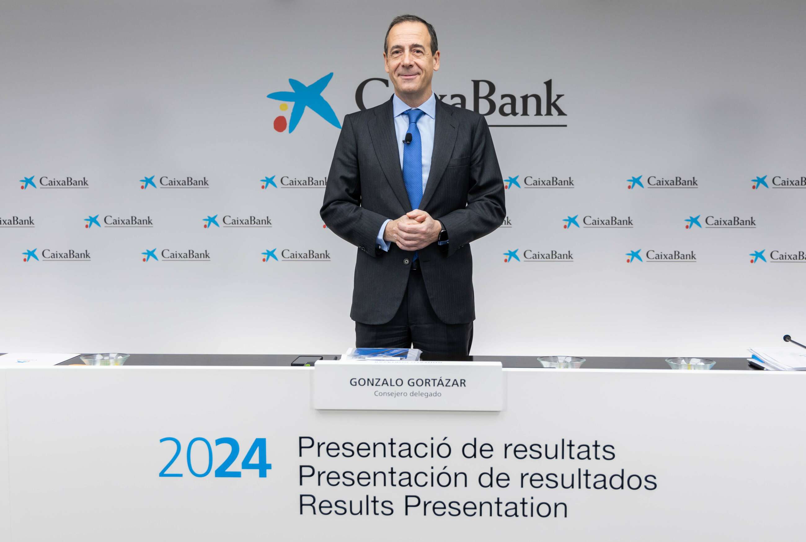 Gonzalo Gortazar, consejero delegado de Caixabank, en la presentación de los resultados de 2024