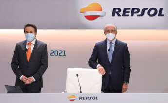 Josu Jon Imaz y Antoni Bufrau en la jutna de accionistas de Repsol / Repsol