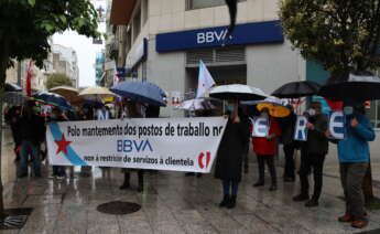 Protesta de los trabajadores de BBVA en Vigo / CIG