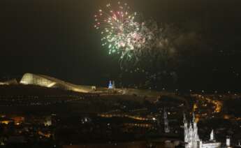 Fuego del Apóstol en Santiago de Compostela . Foto: EFE