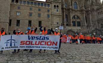 Manifestación de los trabajadores de Vestas en Compostela. Foto: Europa Press