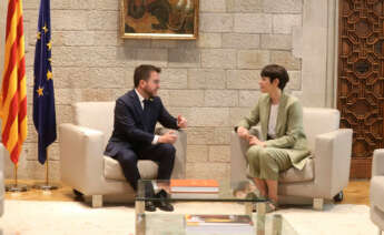 Ana Pontón y Pere Aragonés en su encuentro en el Palau de la Generalitat