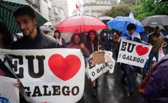 Imagen de la manifestación convocada en Santiago por la plataforma Queremos Galego. Foto: Europa Press