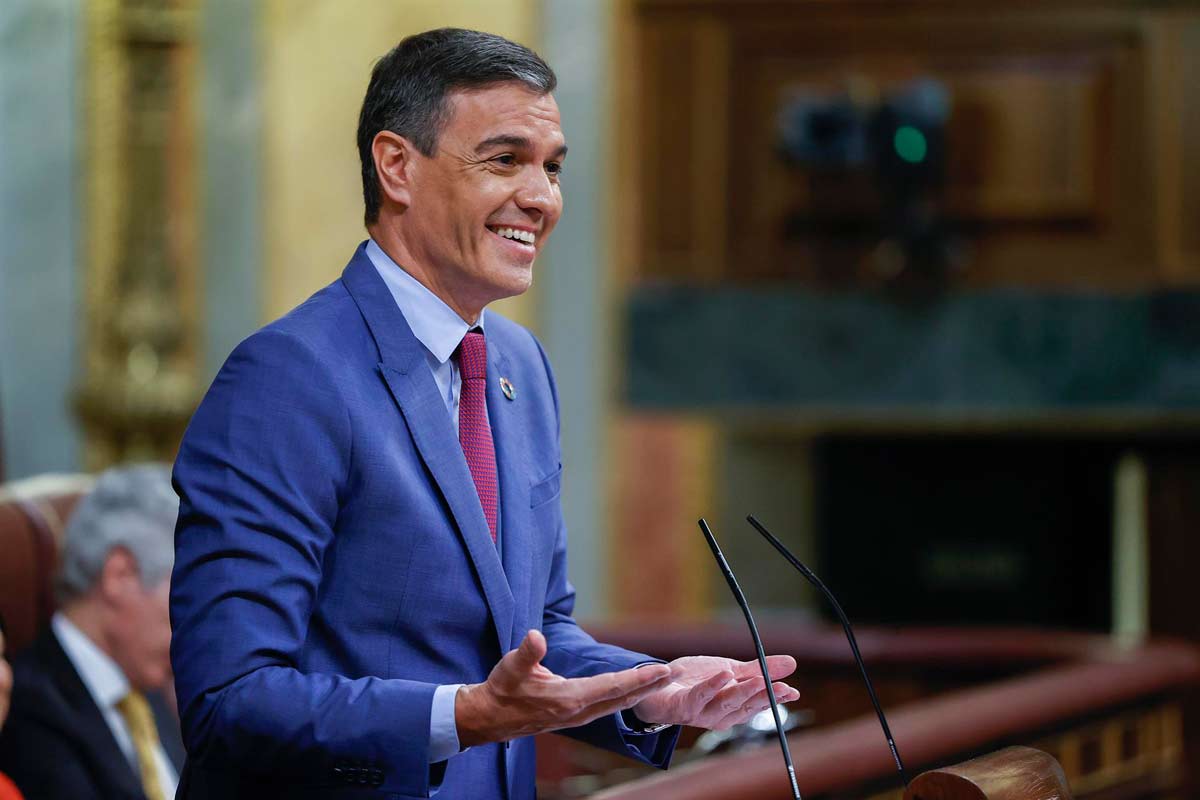 El presidente del Gobierno, Pedro Sánchez durante su intervención en la segunda jornada del debate sobre el Estado de la Nación