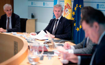 El presidente del Gobierno gallego, Alfonso Rueda, en la reunión del Consello de la Xunta