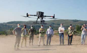 Maniobra de demostración del uso de drones para detectar incendiarios. Xunta de Galicia