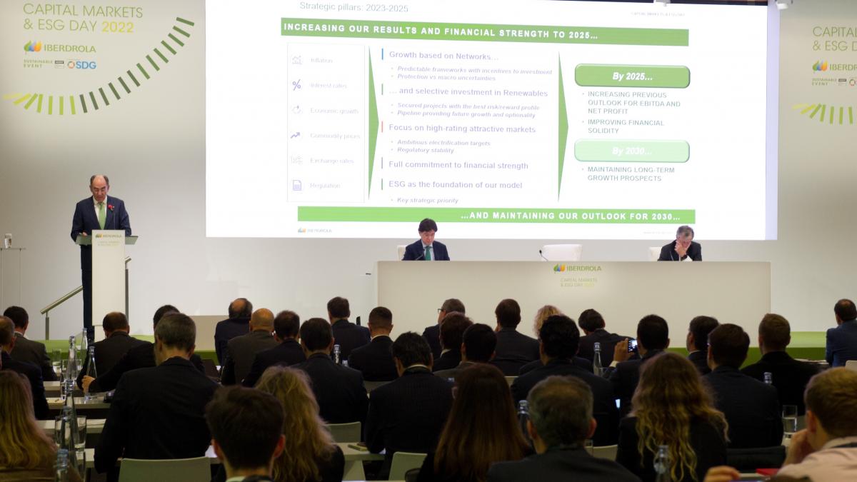 Ignacio Sánchez Galán, presidente de Iberdrola, durante su intervención en el capital market day en Londres / Iberdrola