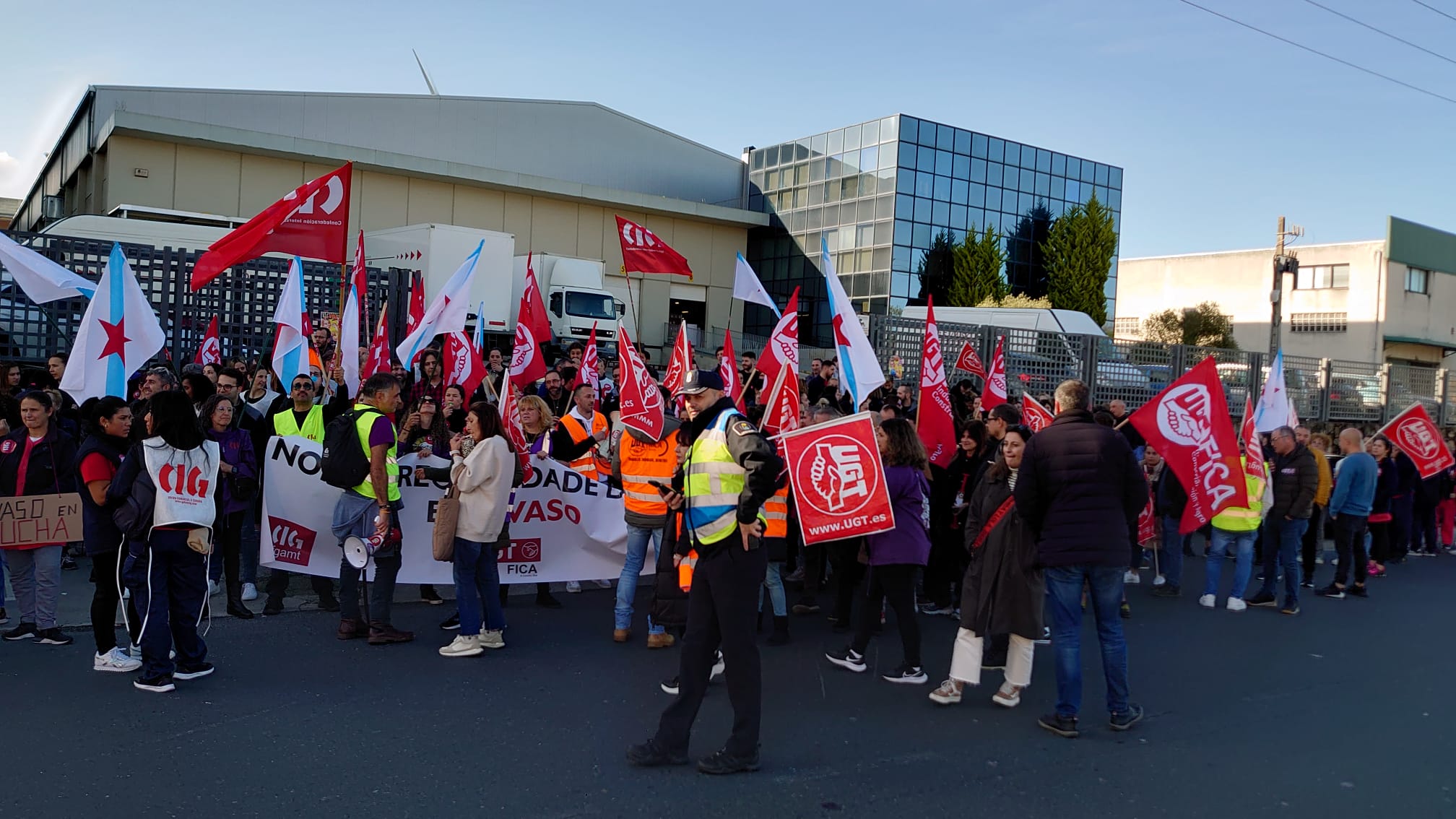 Imagen de las protestas de la plantilla de Jevaso