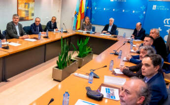 El vicepresidente primero y conselleiro de Economía, Industria e Innovación, Francisco Conde, en la reunión previa para la constitución da Alianza industrial del hidrógeno verde