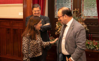 La Alcaldesa De A Coruña, Inés Rey, Junto A Los Rectores De La Universidade Da Coruña, Julio Abalde, Y De La Universidad De Santiago, Antonio López