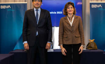 El economista jefe de BBVA Research para España, Miguel Cardoso, y la directora territorial de BBVA en Noroeste, Marta Alonso / BBVA