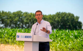 El líder del PP, Alberto Núñez Feijóo clausura un acto sectorial sobre el sistema agroalimentario