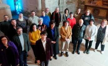 La portavoz nacional del BNG, Ana Pontón, en un acto por el 92 aniversario del Partido Galeguista en el Panteón de Galegos Ilustres, junto a otros miembros destacados del Bloque