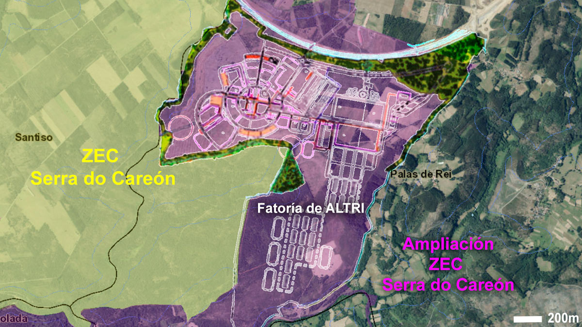 Proyecto de Altri en Palas de Rei (Lugo) y su ubicación junto a la ZEC Serra do Careón