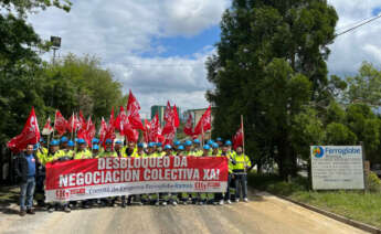 Imagen de archivo de una protesta de los trabajadores de Ramsa (filial de Ferroglobe) en la mina de Serrabal