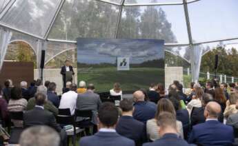 Manuel Pose Palleiro, presidente de Aluman, presenta los resultados de la compañía en 2023, en las instalaciones de su fundación en Arteixo