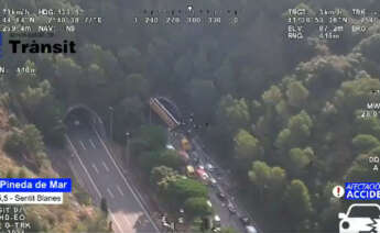 Imagen aérea del accidente grabada por el Servei Català de Trànsit