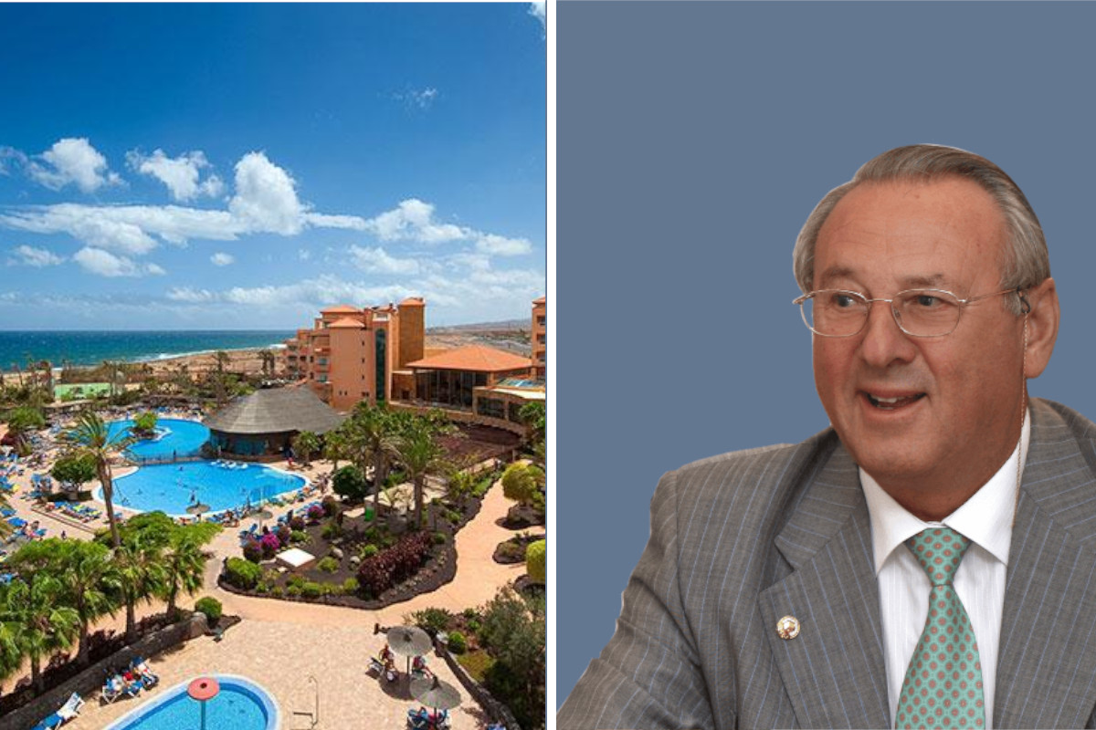 Ángel Jove Capellán junto a uno de sus hoteles, el Elba Sara