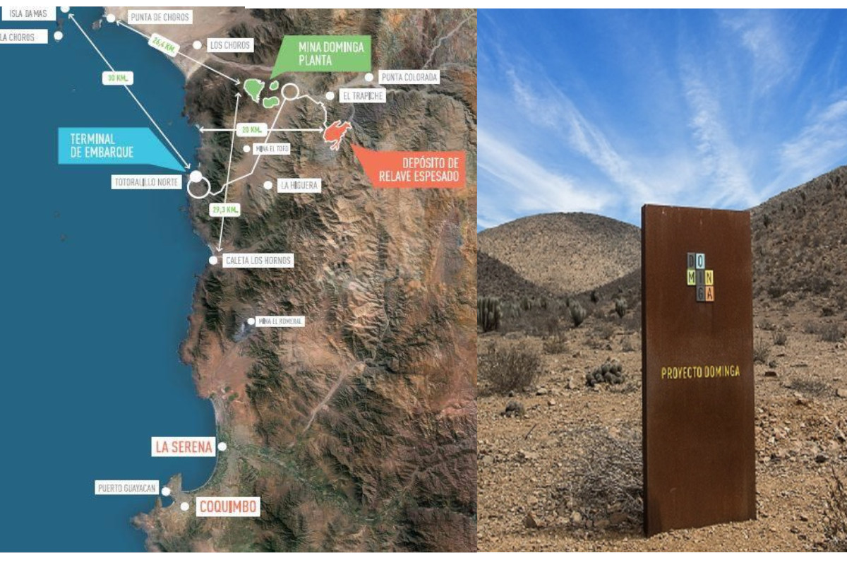 mapa y terrenos de la mina Dominga en Chile