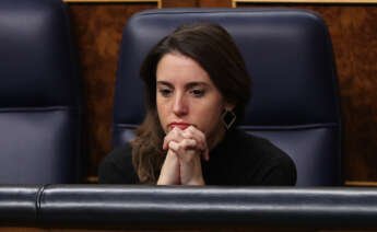 MADRID, 24/11/2022.- La ministra de Igualdad, Irene Montero, durante la última jornada de debate y votación de los presupuestos en el pleno del Congreso, este jueves. EFE/ Chema Moya