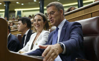 Alberto Núñez-Feijóo y Cuca Gamarra en el Congreso de los Diputados. EFE/ Chema Moya