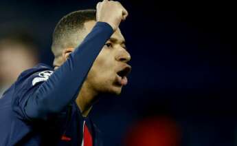 Kylian Mbappé celebra un gol con el París Saint-Germain. EFE/EPA/YOAN VALAT