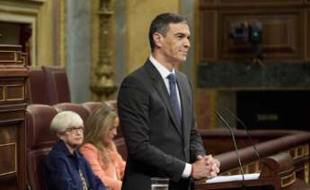 El presidente del Gobierno, Pedro Sánchez, interviene durante una sesión de control al Gobierno, en el Congreso de los Diputados. Foto: Jesús Hellín / Europa Press.