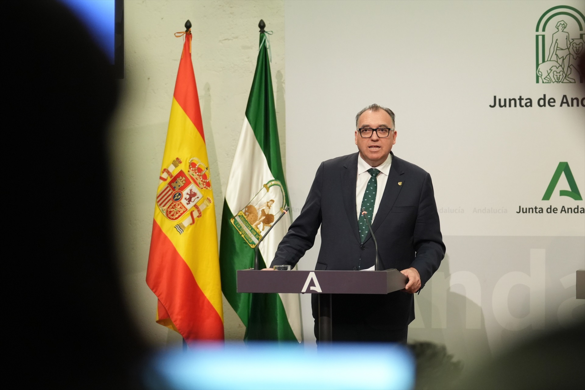 El consejero de Turismo y Andalucía Exterior de la Junta de Andalucía, Arturo Bernal, en la rueda de prensa tras el Consejo de Gobierno.